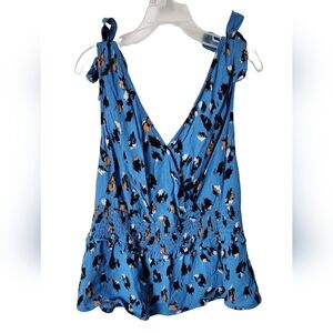 Elodie Blue Sleeveless Bow Tie Tank Top